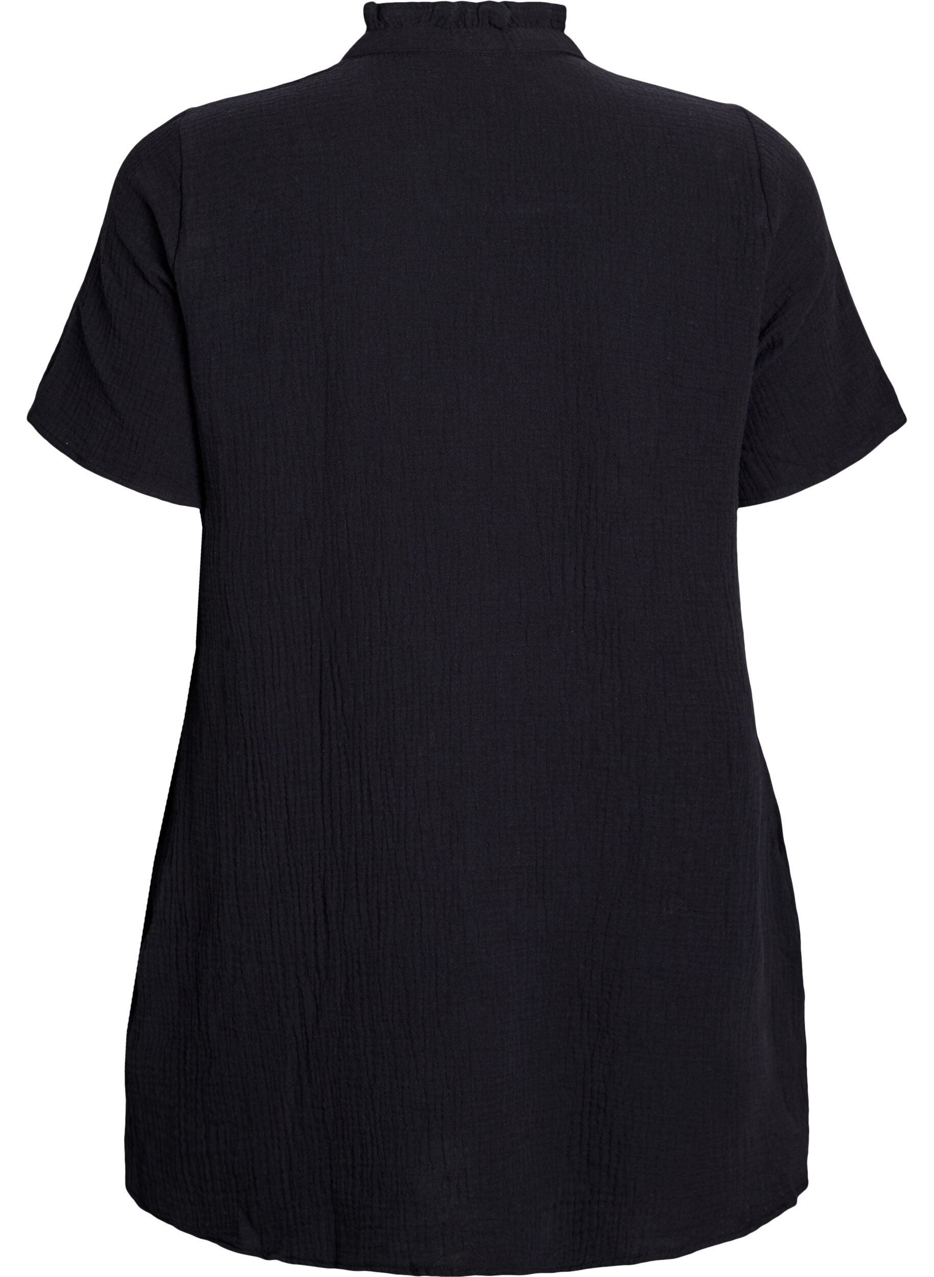 Zizzifashion Cotton muslin tunic with short sleeves, Black, Packshot image number 1