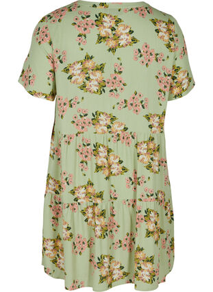 Short-sleeved viscose dress with A-line cut, Light Green April, Packshot image number 1