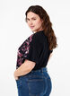 Loose t-shirt with floral print, Black Purple Fl. AOP, Model image number 1