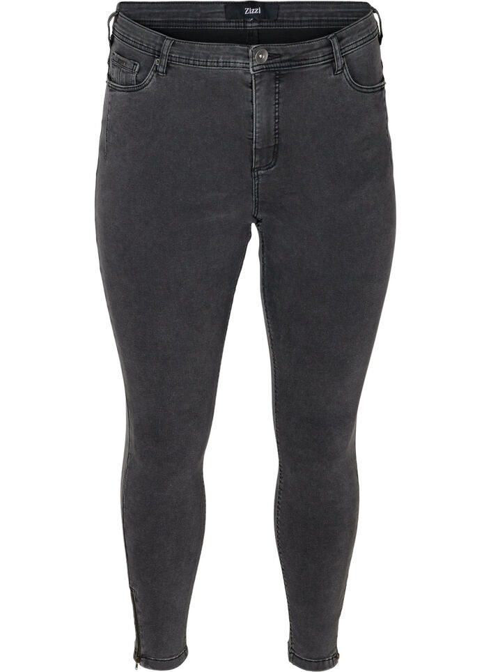Cropped Amy jeans with a zip, Grey, Packshot image number 0