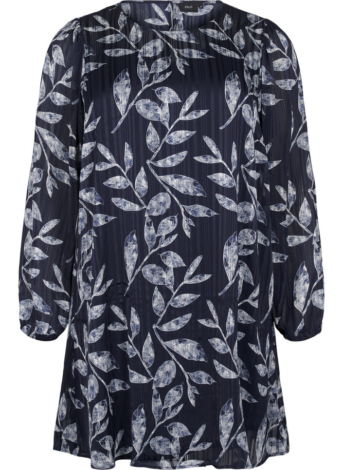 Short printed dress with a round neck, Ev.Blue Flower AOP, Packshot image number 0