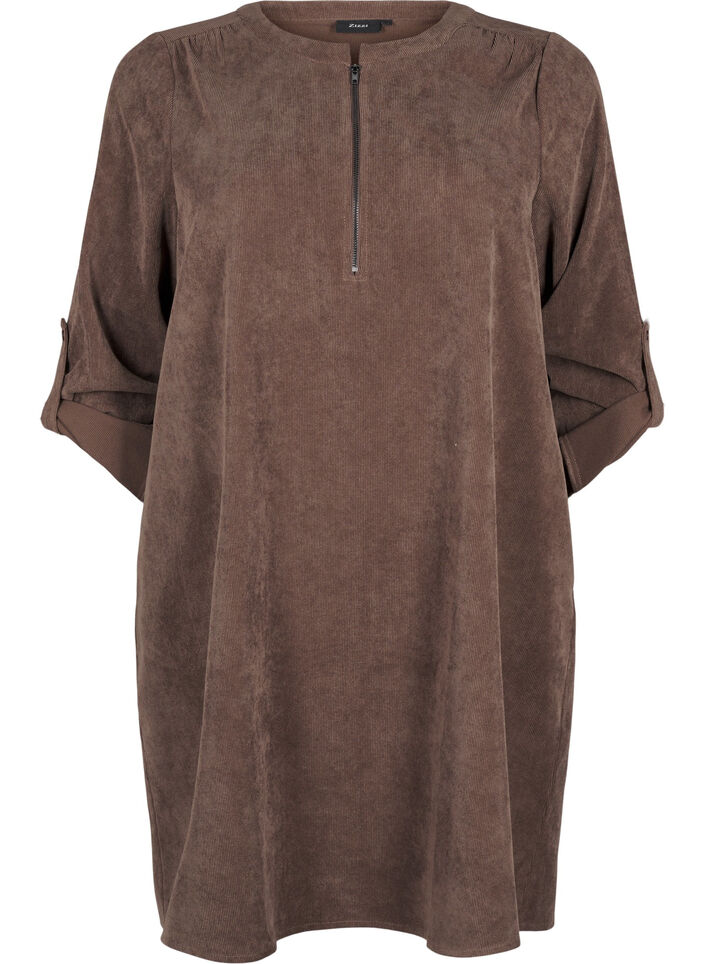 Velvet dress with a zip detail, Chocolate Martini, Packshot image number 0