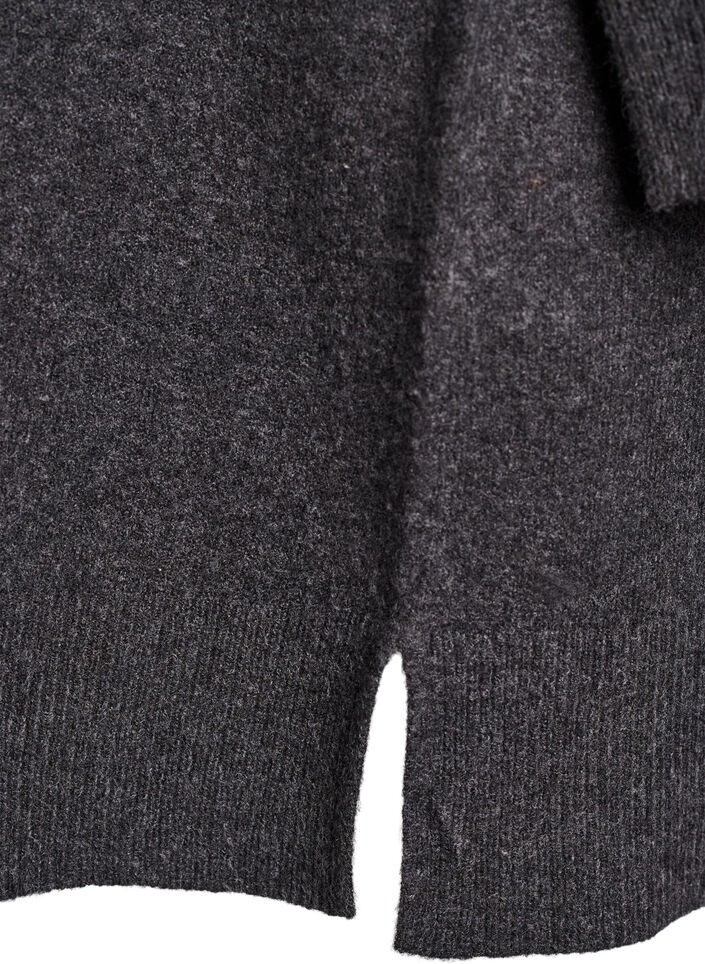 Short knit dress with polo collar and buttons, Dark Grey, Packshot image number 3