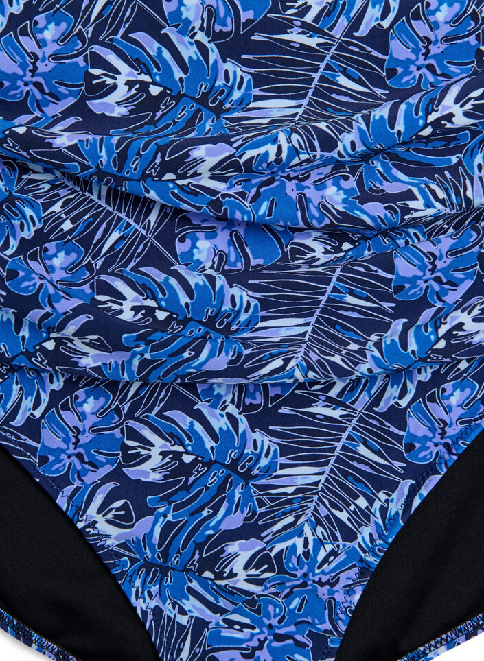 High-waisted bikini bottoms with pattern, Blue, Packshot image number 2