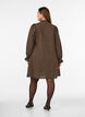 Checked cotton dress with ruffle details, Brown, Model image number 2