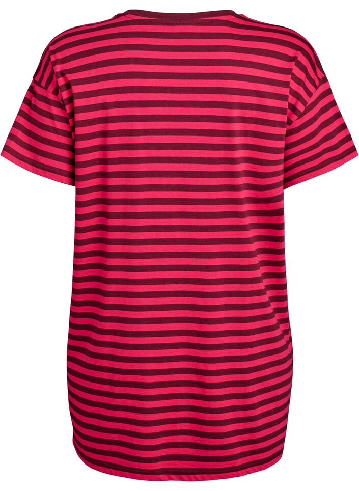 Long striped night T-shirt, Pink, Packshot image number 1