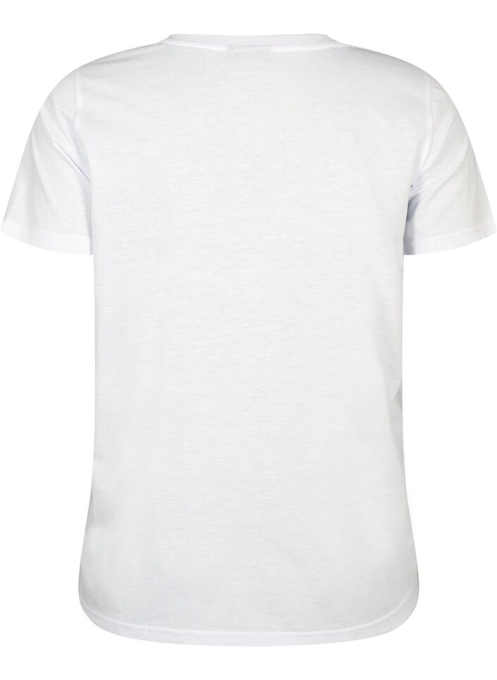 Short sleeve t-shirt with v-neckline, White, Packshot image number 1