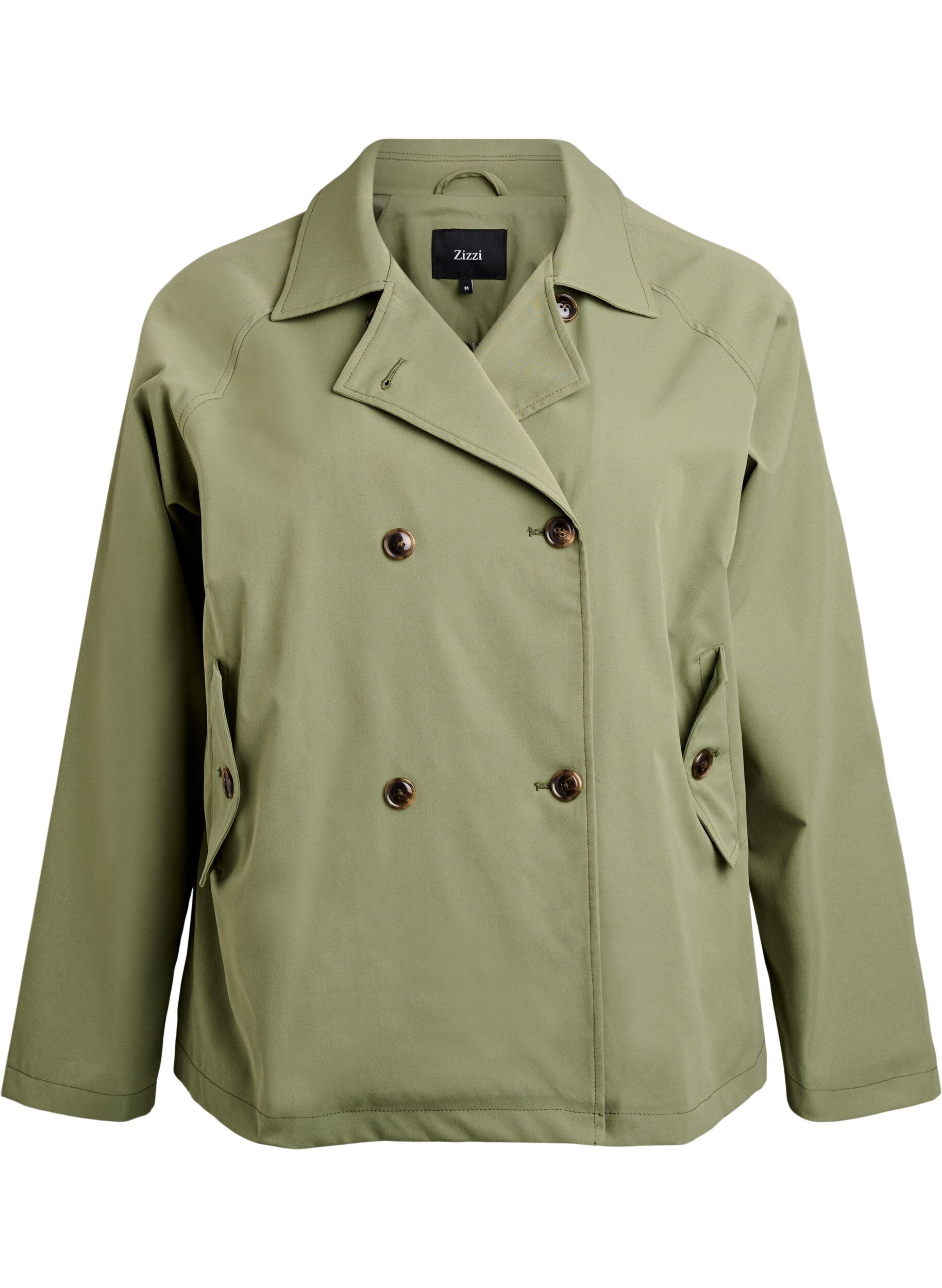 Zizzifashion Short trench coat with pockets, Green, Packshot image number 0