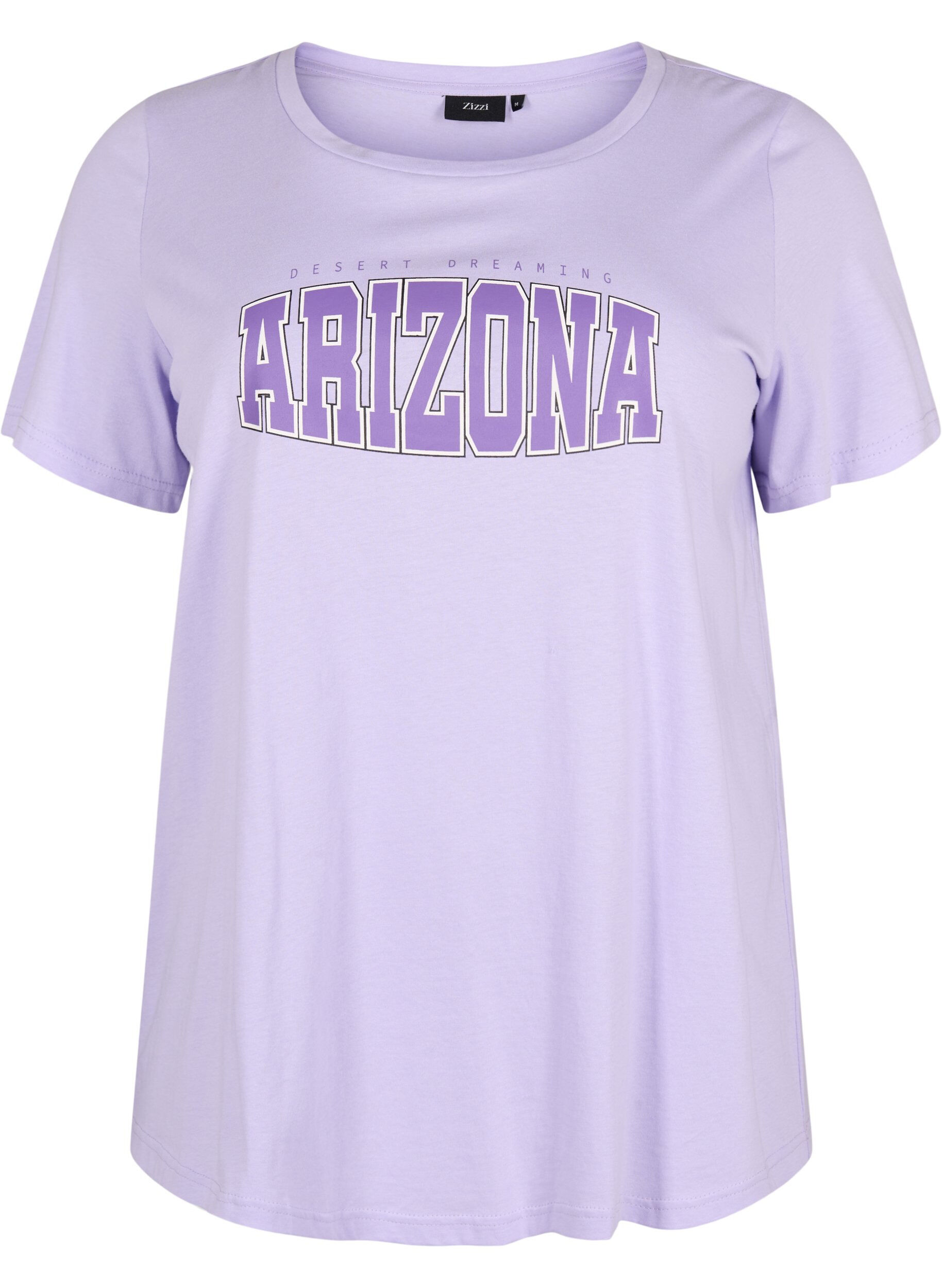 Zizzifashion Cotton t-shirt with print detail, Lavender ARIZONA, Packshot image number 0