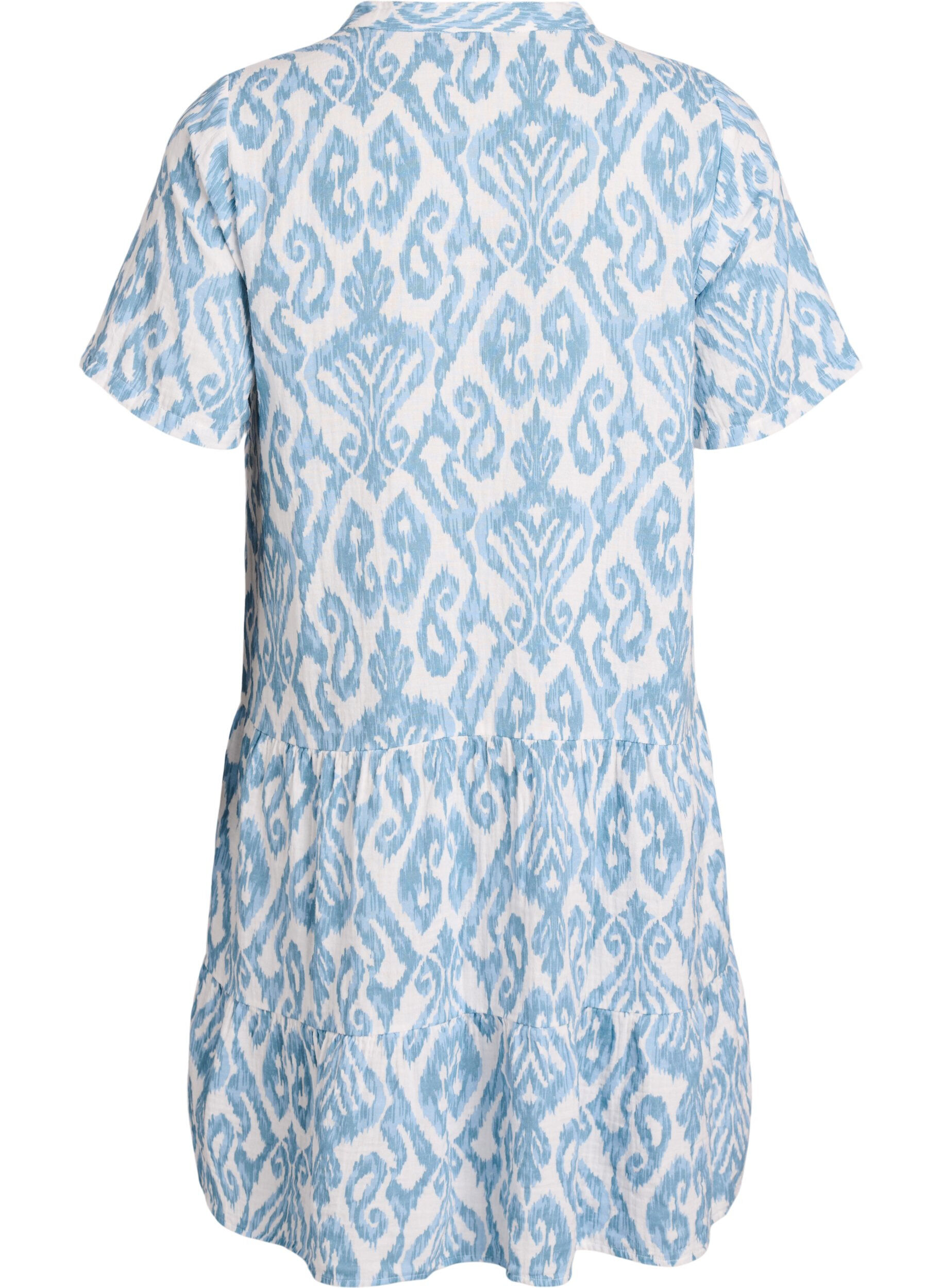 ZizzifashionShort A-line dress in cotton muslin, Vanilla, Packshot image number 2