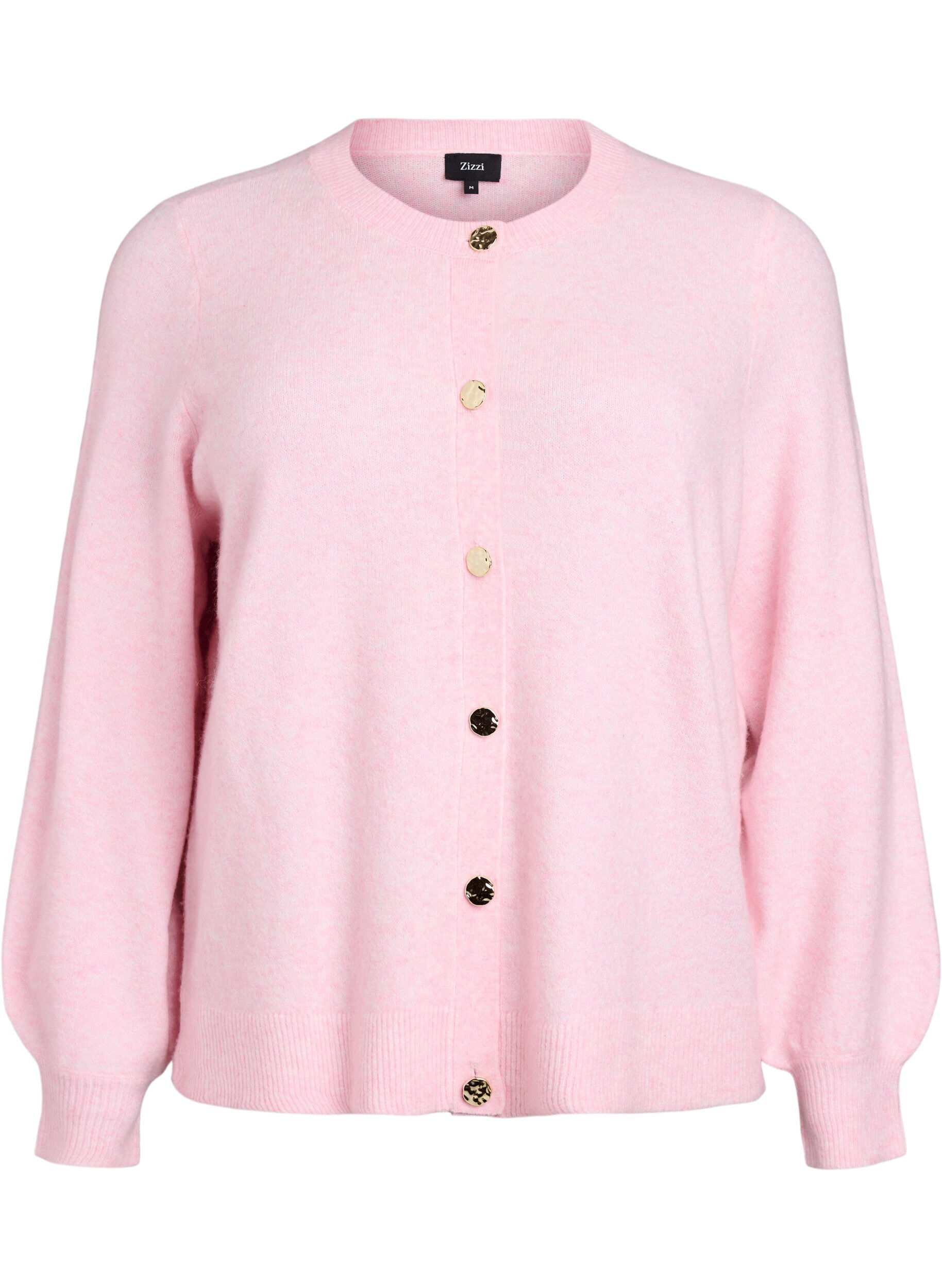 Zizzifashion Cardigan in soft knit with gold-coloured buttons, Rose, Packshot image number 0