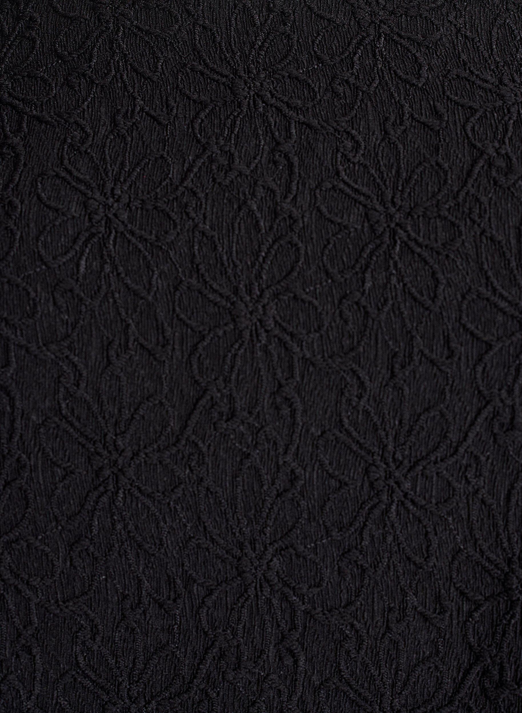 Zizzifashion Floral textured dress with long sleeves, Black, Packshot image number 2