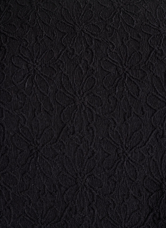 Floral textured dress with long sleeves, Black, Packshot image number 2