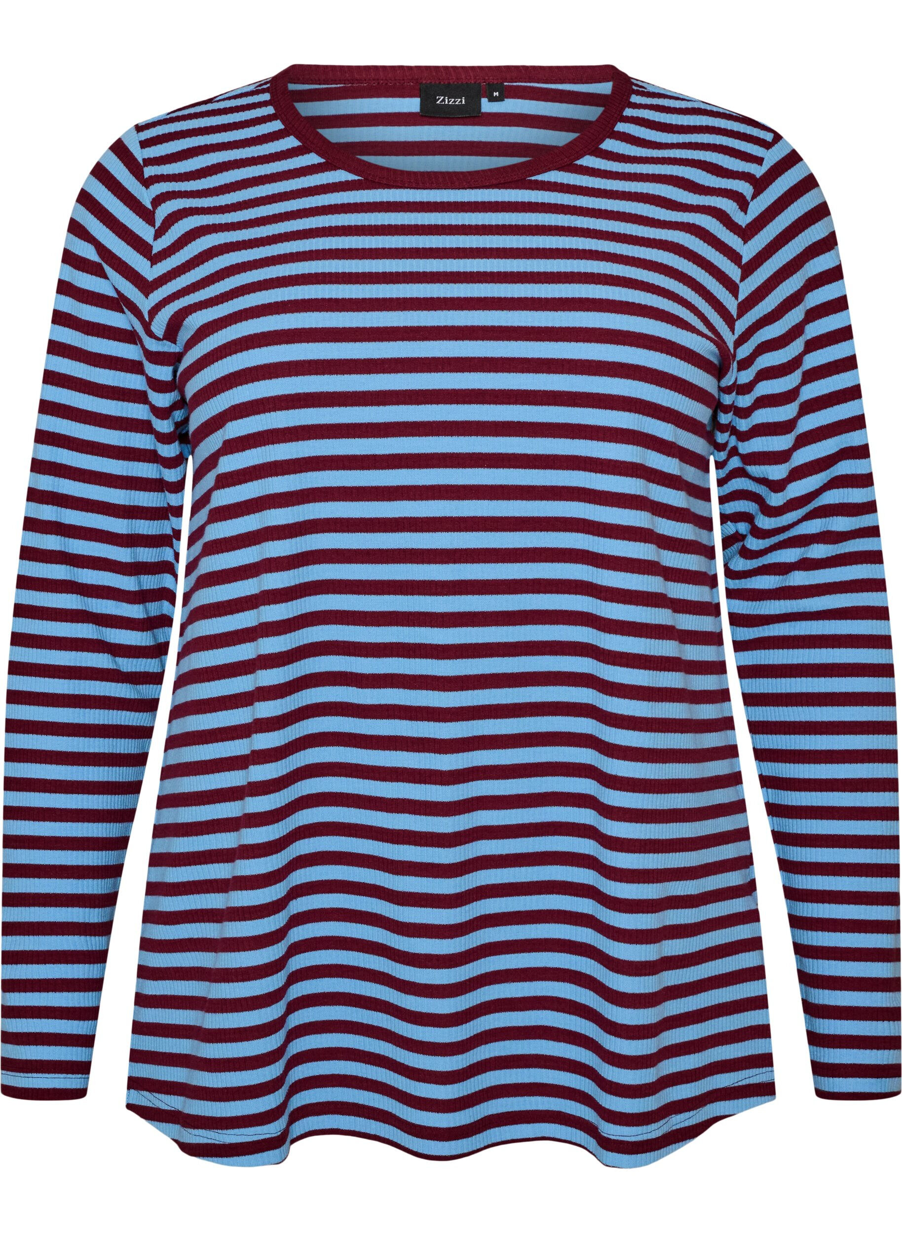 ZizzifashionStriped blouse with long sleeves, Blue, Packshot image number 0