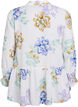Pleated tunic with long sleeves and floral print, White, Packshot image number 1