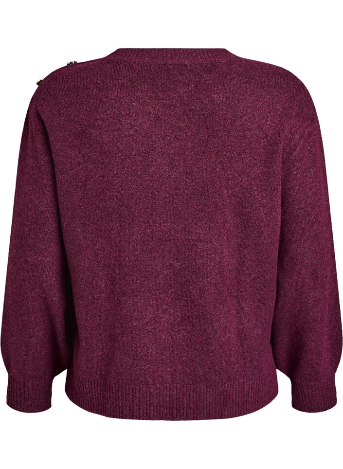 Knit blouse with button detail, Dark Bordeaux, Packshot image number 1