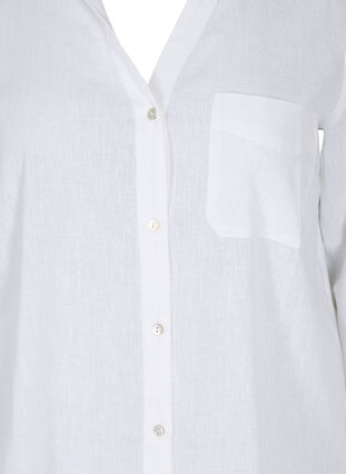 Shirt blouse with button closure in cotton-linen blend, White, Packshot image number 2