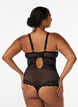 Lace bodystocking with lace details, Black, Model image number 1