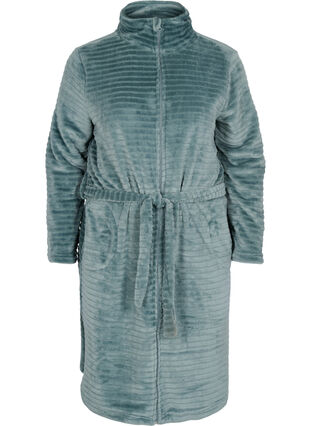 Dressing gown with zip and pockets, Balsam Green, Packshot image number 0