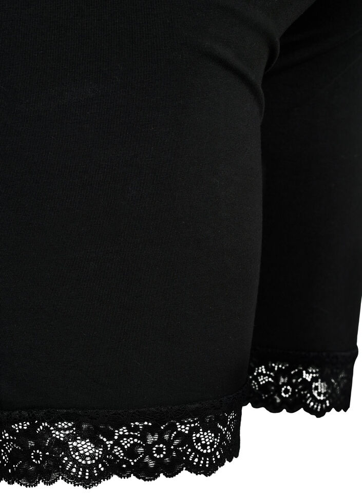 Pregnancy bike shorts with lace trim, Black, Packshot image number 3