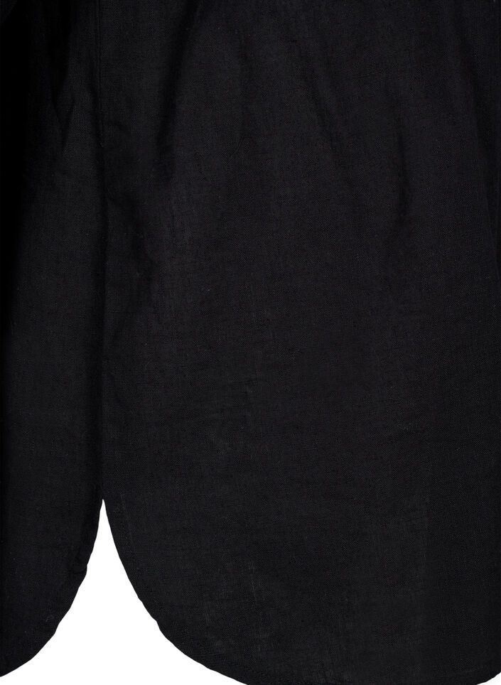 Shirt blouse with button closure in cotton-linen blend, Black, Packshot image number 3