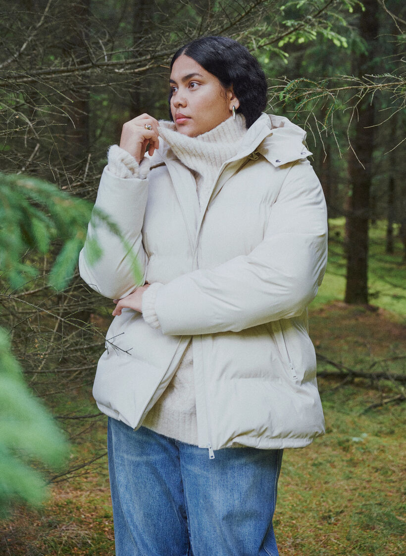 Short puffer jacket with detachable hood, Vanilla, Image image number 0