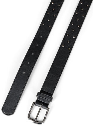 Faux leather belt with studs, Black, Model image number 1