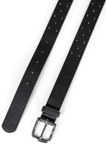 Faux leather belt with studs, Black, Model image number 1