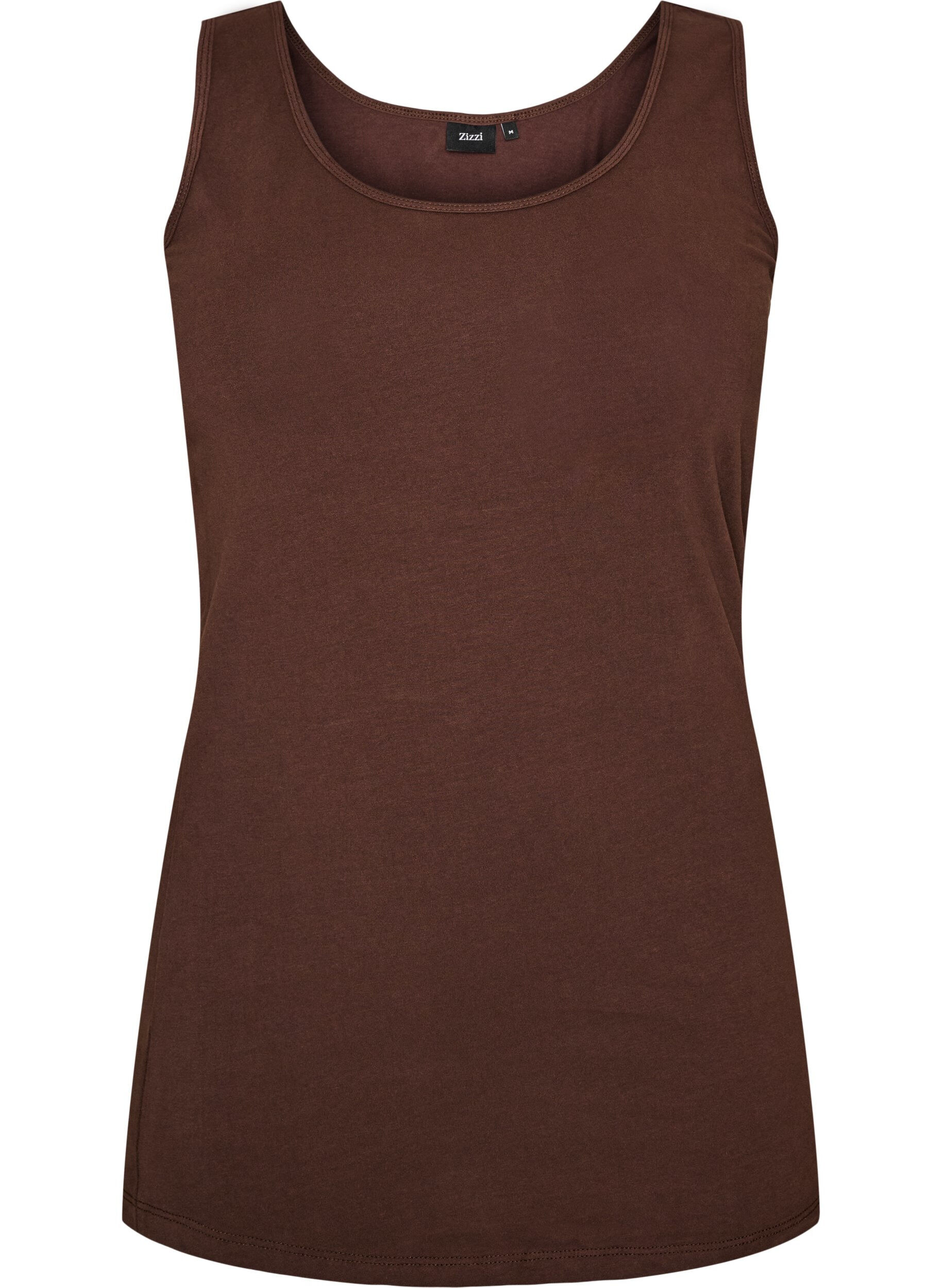 ZizzifashionSolid color basic top in cotton, Brown, Packshot image number 0