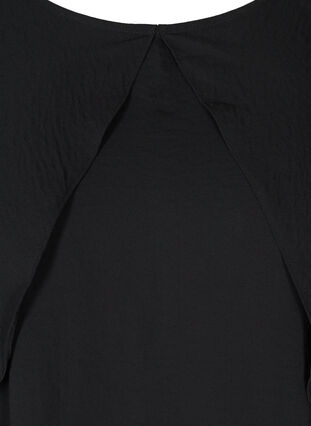 Blouse with balloon sleeves and smocking, Black, Packshot image number 2