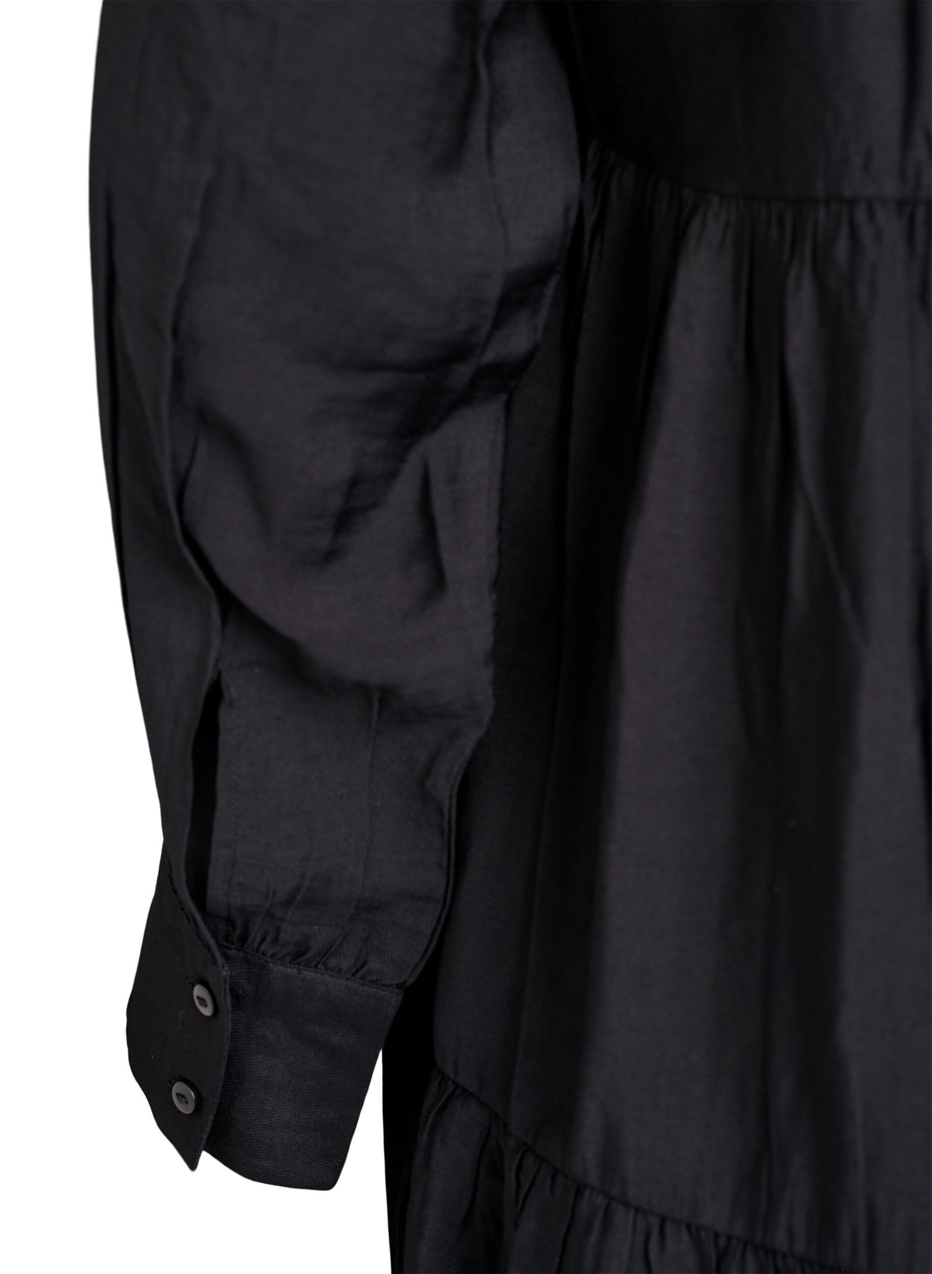 Zizzifashion A-line dress with ruffle collar, Black, Packshot image number 3