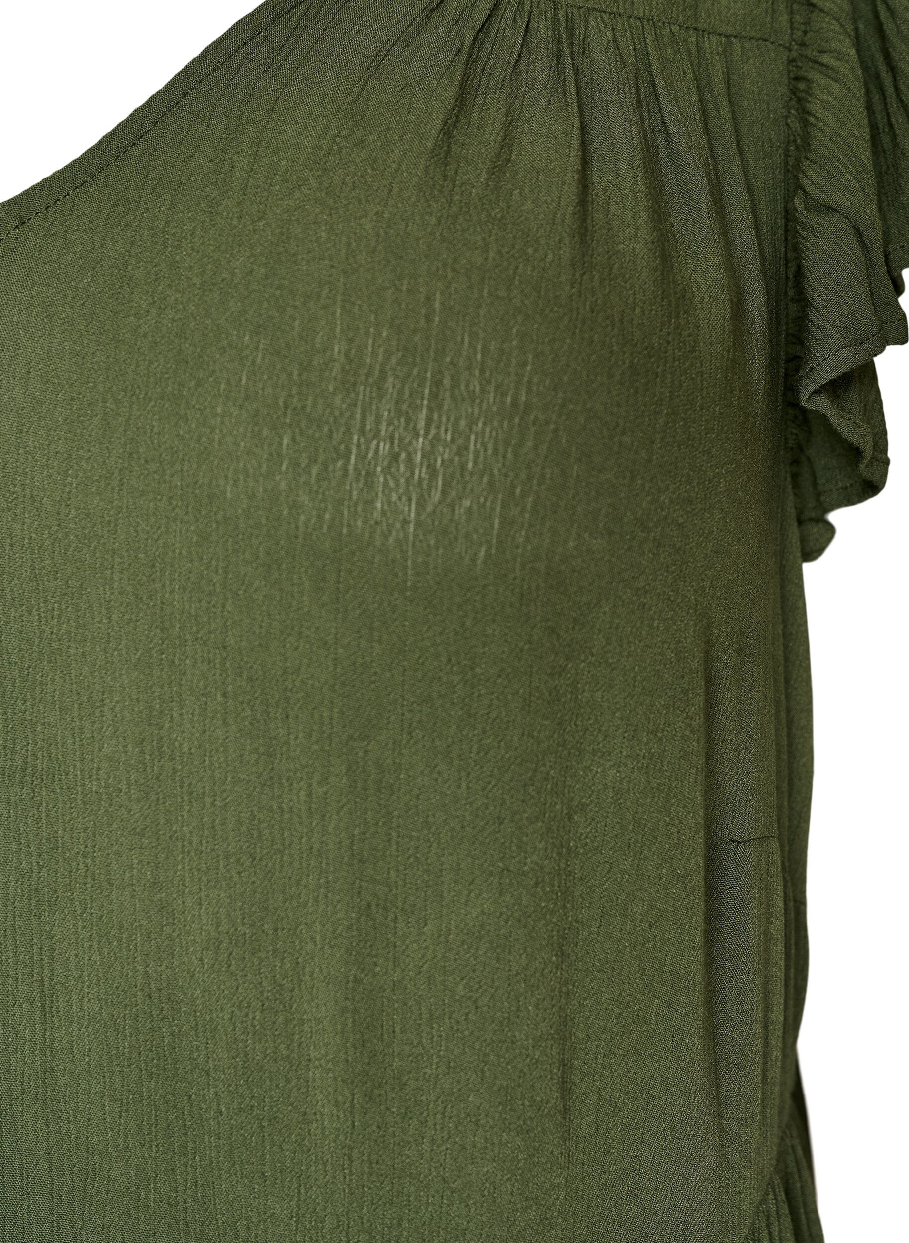 Zizzifashion Midi dress in viscose with ruffle sleeves, Green, Packshot image number 2