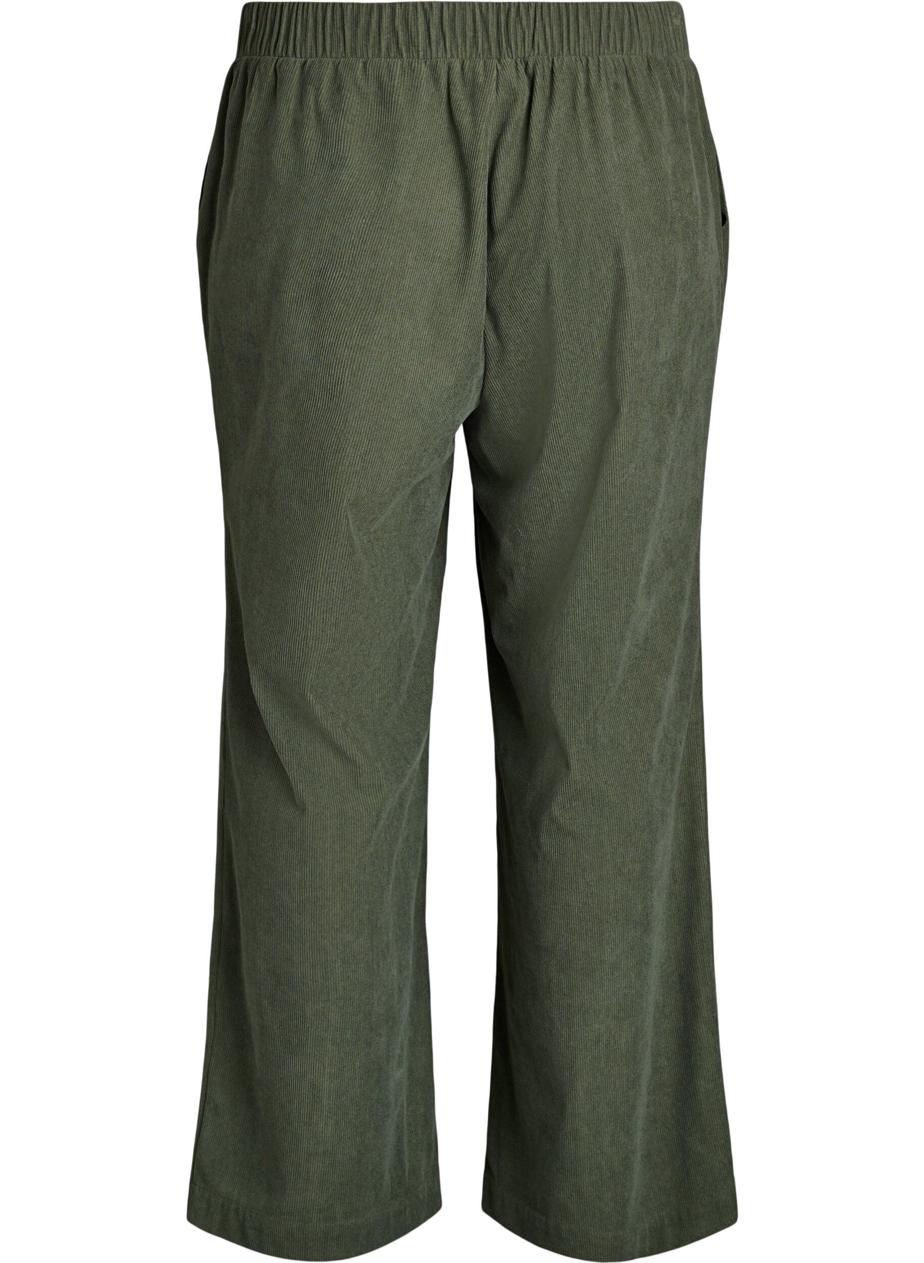 Zizzifashion Velvet trousers with a wide leg, Green, Packshot image number 1