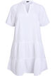 Short A-line dress in cotton muslin, White, Packshot image number 0