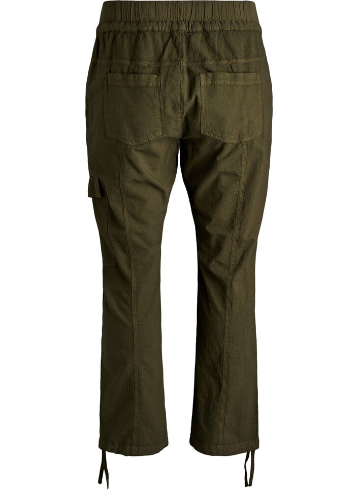 Loose cargo trousers in cotton, Green, Packshot image number 1
