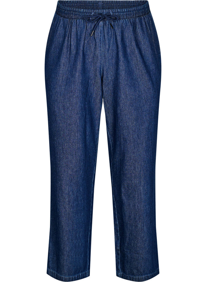 Straight fit jeans with elasticated waistband, Blue, Packshot image number 0