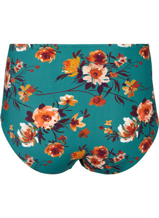 High-waisted bikini bottoms with floral print, Green Flower, Packshot image number 1