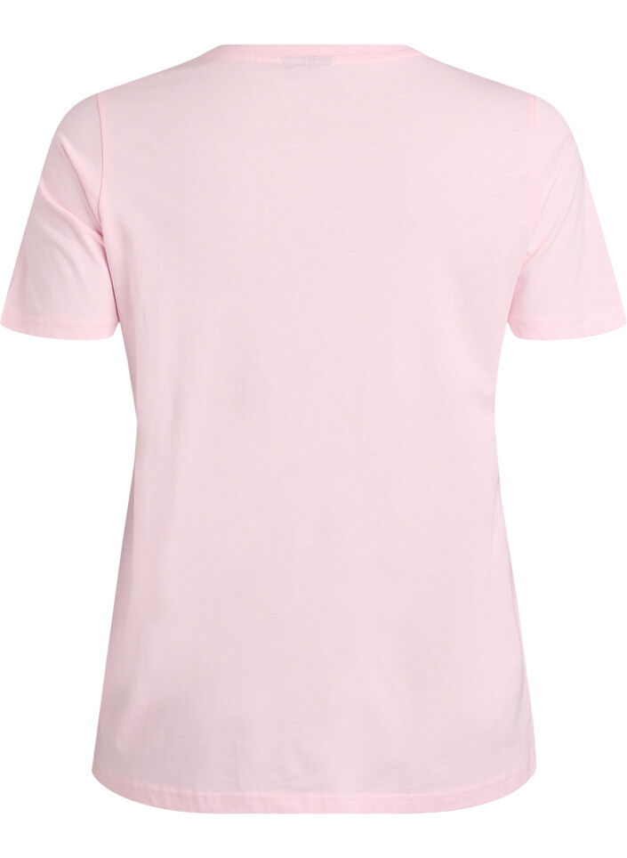 Cotton t-shirt with a decorative front detail, Pink, Packshot image number 1