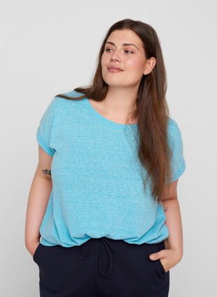 Marled cotton t-shirt, River Blue Melange, Model image number 0
