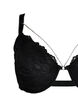 Full coverage lace bra with chain detail, Black, Packshot image number 2