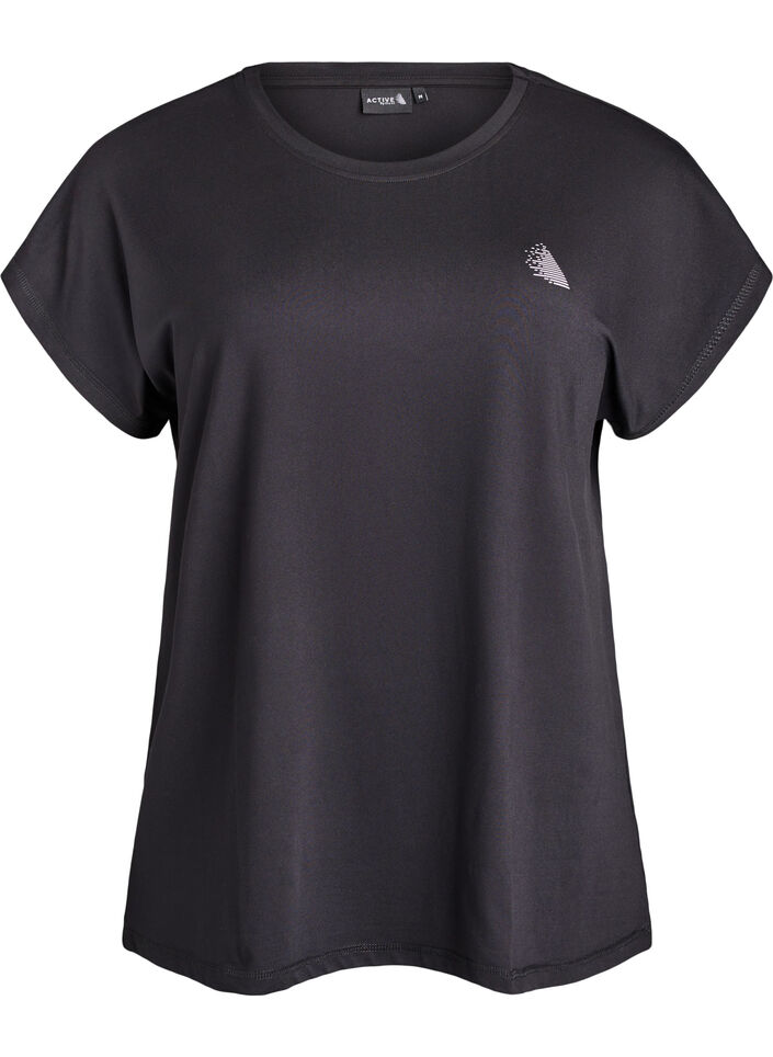 Solid-coloured training T-shirt, Black, Packshot