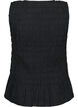 Sleeveless cotton and linen top with smock, Black, Packshot image number 1