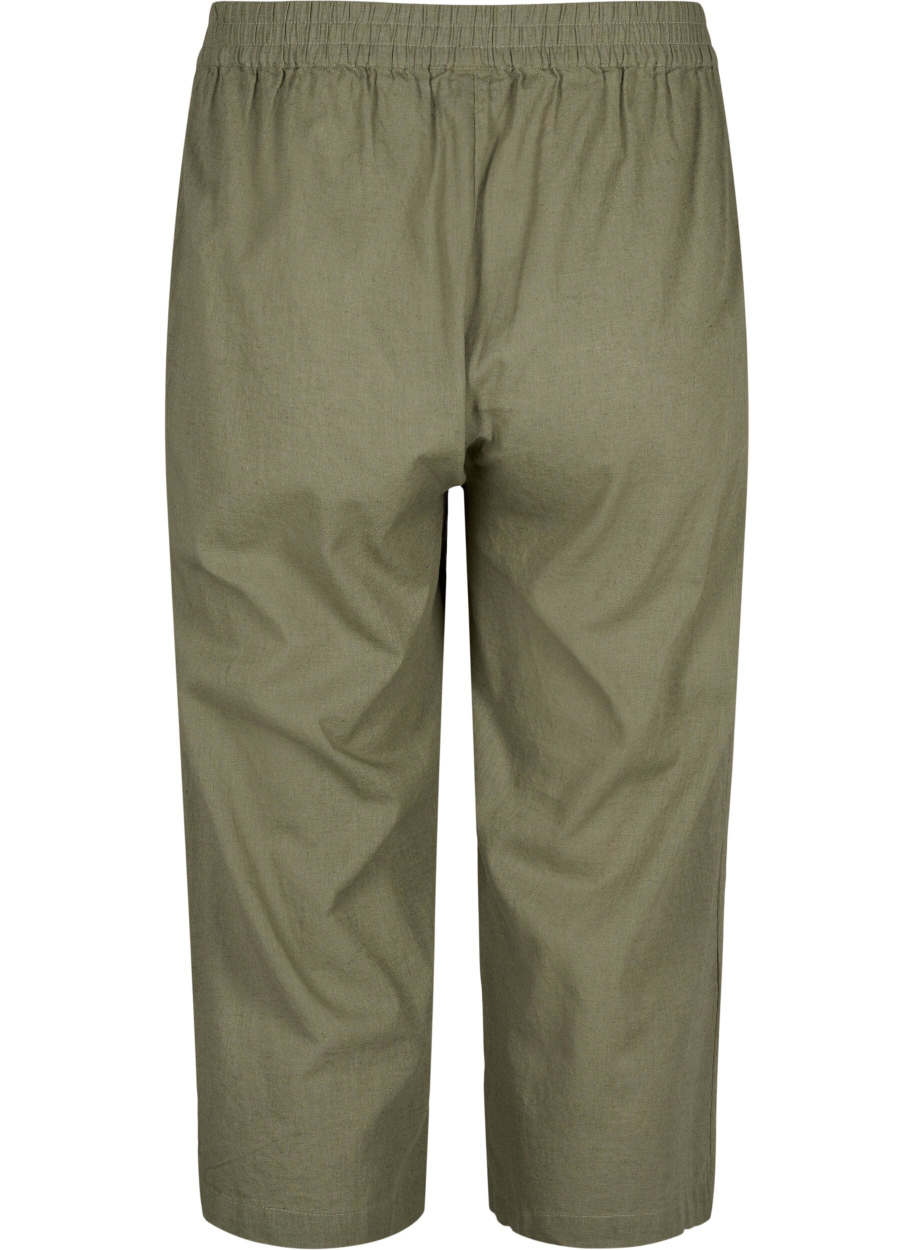 Zizzifashion 7/8 cotton blend pants with linen, Deep Lichen Green, Packshot image number 1