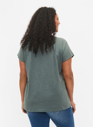 Cotton t-shirt with leaf print, Balsam Green Leaf, Model image number 1