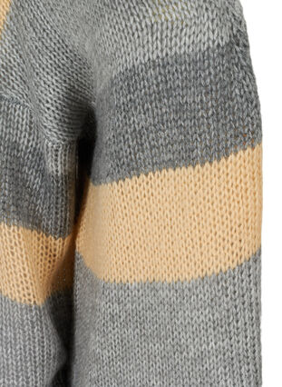 Short knitted cardigan with stripes, Light Grey Mel Comb, Packshot image number 2