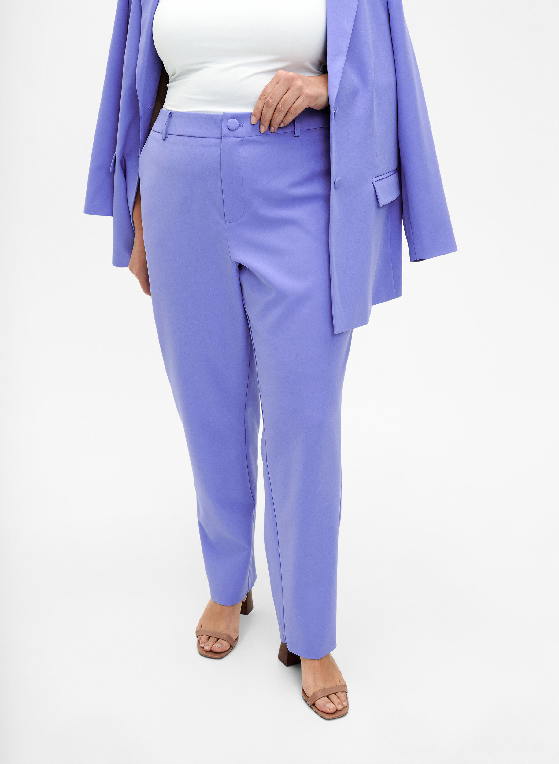 Zizzifashion Straight leg trousers with pockets, Wedgewood, Model image number 2