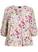 Blouse with ruffle details and floral print, Vanilla, Packshot image number 0