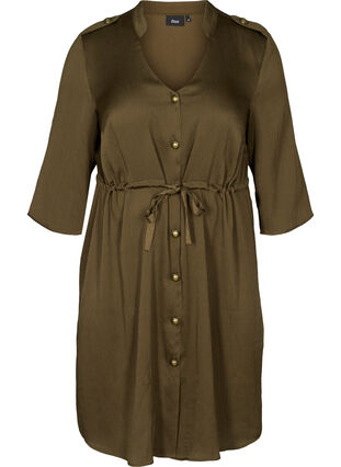 Dress with buttons and a waist tie, Ivy Green, Packshot image number 0