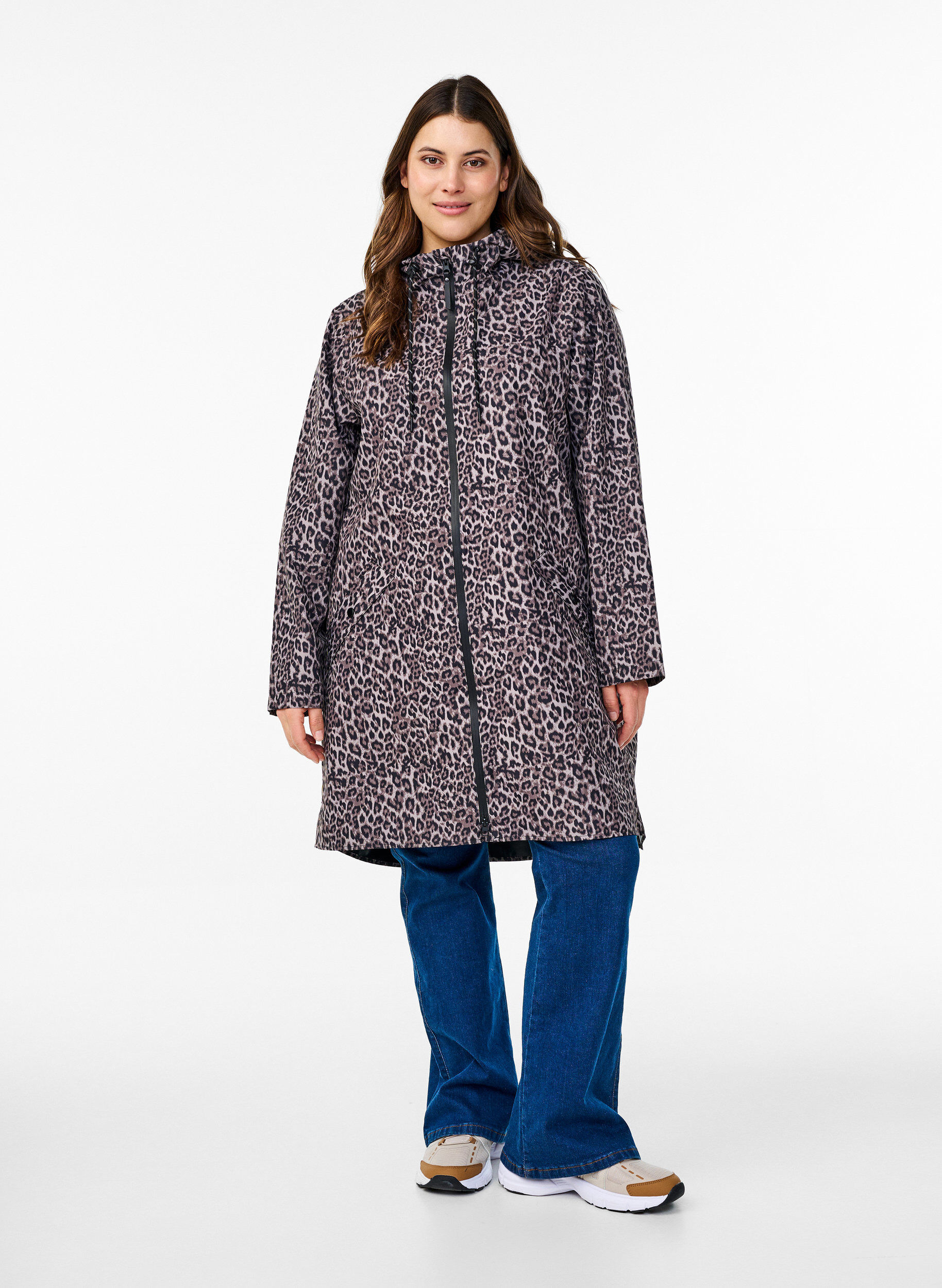 Zizzifashion Rain jacket with pockets and hood, Brown, Model image number 1