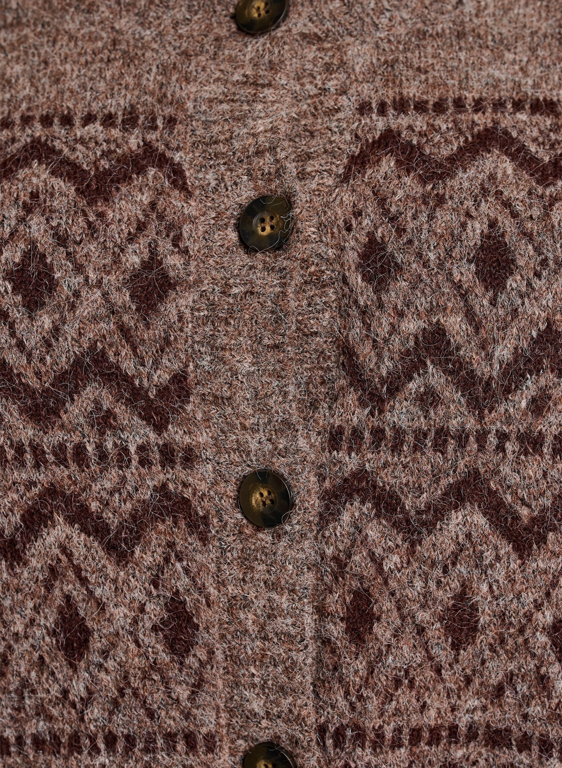 ZizzifashionJacquard pattern cardigan, Brown, Packshot image number 2